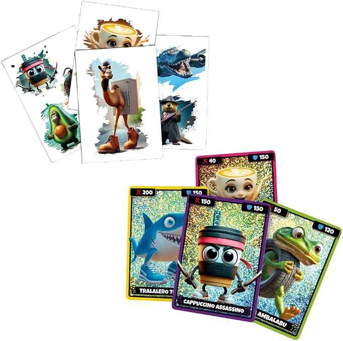 BRAINROT 5 Holographic Cards with 4 Tattoos